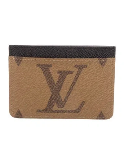Pre-owned Louis Vuitton Monogram Giant Pattern Coated Canvas Card Holder In Brown