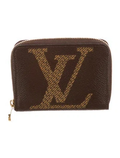 Pre-owned Louis Vuitton Monogram Giant Pattern Coated Canvas Zippy Coin Purse In Brown