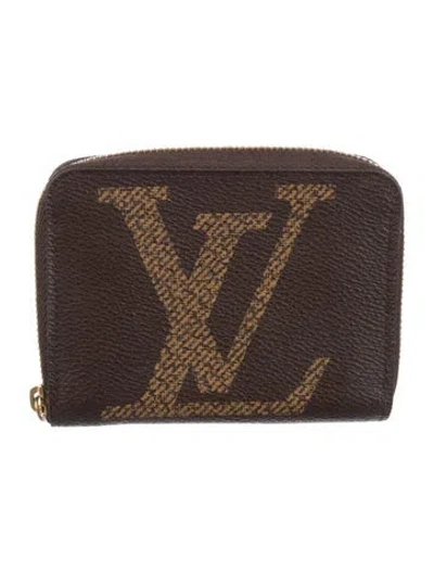 Pre-owned Louis Vuitton Monogram Giant Pattern Coated Canvas Zippy Coin Purse In Brown