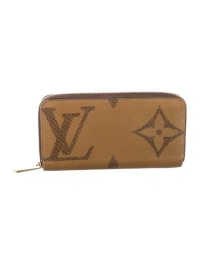 Pre-owned Louis Vuitton Monogram Giant Pattern Coated Canvas Zippy Wallet In Brown