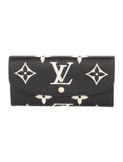 Pre-owned Louis Vuitton Monogram Giant Pattern Empreinte Leather Zippy Wallet In Black