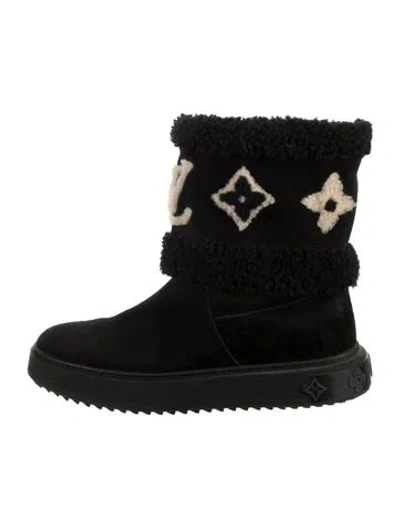 Pre-owned Louis Vuitton Monogram Giant Pattern Suede Boots In Black