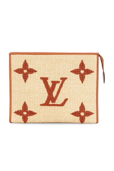 Pre-owned Louis Vuitton Monogram Giant Raffia Toiletry Pouch 26 In Neutral