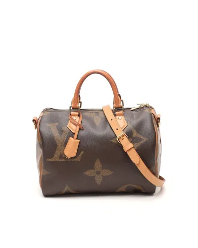 Pre-owned Louis Vuitton Monogram Giant Speedy 30 Reverse Bandoulière Bag In Brown