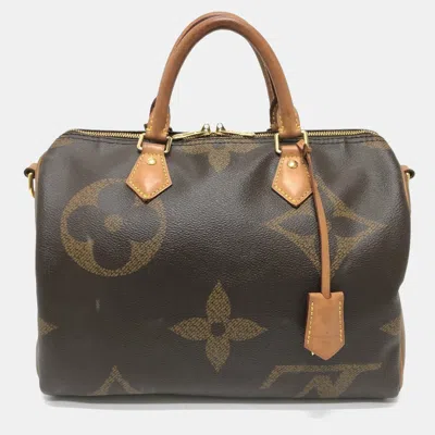 Pre-owned Louis Vuitton Monogram Giant Speedy Bandouliere 30 Mini Boston Bag Handbag Canvas Brown