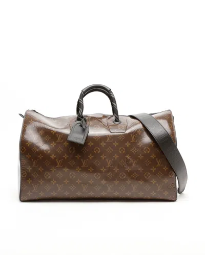 Pre-owned Louis Vuitton Monogram Glaze Keepall Bandouliere 50 Bag In Brown