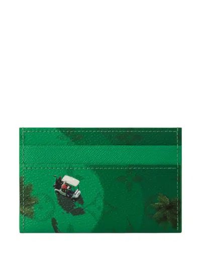 Pre-owned Louis Vuitton Monogram Golf-print Card Case In Green