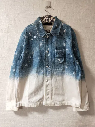 Pre-owned Louis Vuitton Monogram Gradient Denim Jacket In Navy White