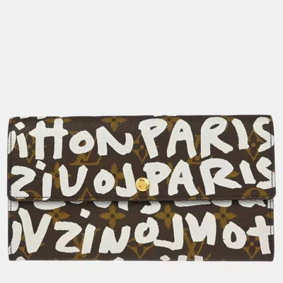 Pre-owned Louis Vuitton Monogram Graffiti Porte Monnaie Credit Wallet In Brown
