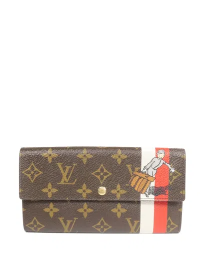 Pre-owned Louis Vuitton Monogram Groom Portefeuille Sarah Wallet In Brown