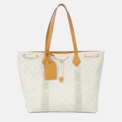 Pre-owned Louis Vuitton Monogram Heritage Marina Tote Handbag In White