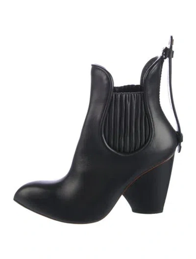 Pre-owned Louis Vuitton Monogram Idylle Pattern Leather Chelsea Boots In Black