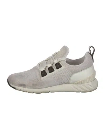 Pre-owned Louis Vuitton Monogram Idylle Pattern Leather Trim Embellishment Athletic Sneakers In White