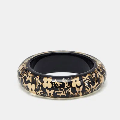 Pre-owned Louis Vuitton Monogram Inclusion Crystals Resin Gold Tone Bangle Bracelet