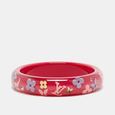 Pre-owned Louis Vuitton Monogram Inclusion Resin Crystals Gold Tone Bangle Bracelet