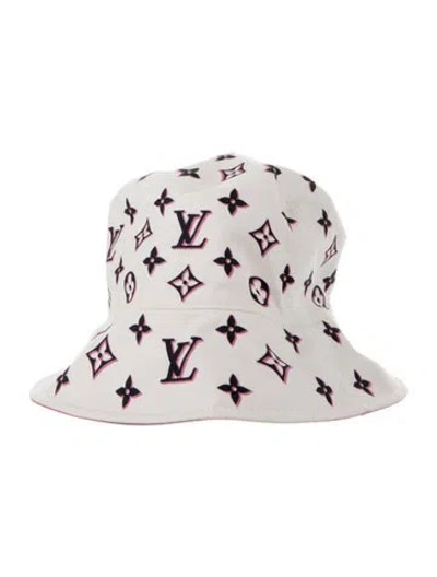Pre-owned Louis Vuitton Monogram Infinity Reversible Bucket Hat In Pink/white