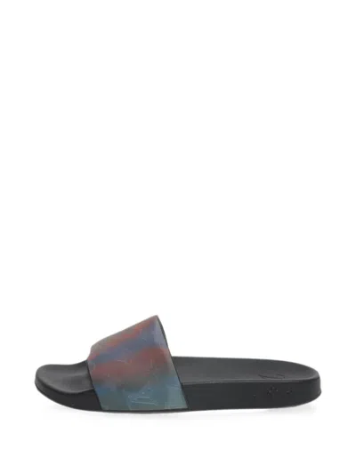 Pre-owned Louis Vuitton Monogram Iridescent Slides In Black