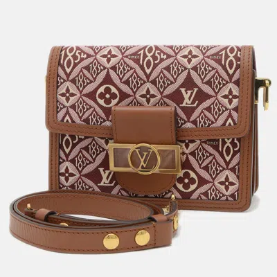 Pre-owned Louis Vuitton Monogram Jacquard Dauphine Mini Shoulder Bag Bordeaux Pink
