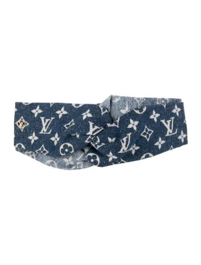 Pre-owned Louis Vuitton Monogram Jacquard Denim Bandeau Headband In Blue