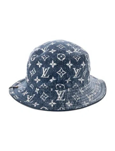 Pre-owned Louis Vuitton Monogram Jacquard Denim Bob Bucket Hat In Blue