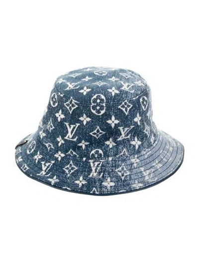 Pre-owned Louis Vuitton Monogram Jacquard Denim Bob Hat In Blue