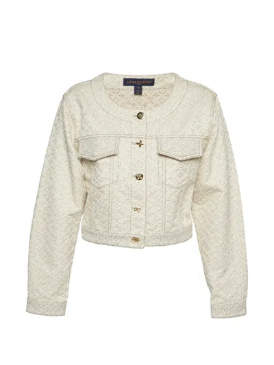 Pre-owned Louis Vuitton Monogram Jacquard Denim Jacket In Neutrals
