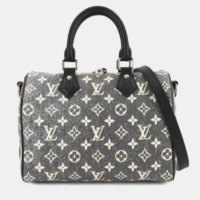 Pre-owned Louis Vuitton Monogram Jacquard Denim Speedy Bandouliere 25 2way Hand Shoulder Bag Gray