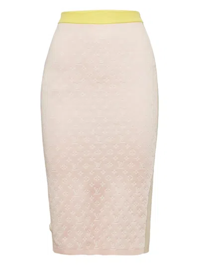 Pre-owned Louis Vuitton Monogram Jacquard Midi Skirt In Neutral
