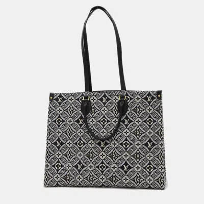 Pre-owned Louis Vuitton Monogram Jacquard On The Go Gm Tote Bag In Black