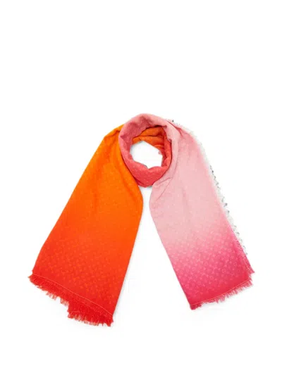 Pre-owned Louis Vuitton Monogram Jacquard Shawl In Pink