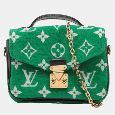 Pre-owned Louis Vuitton Monogram Jacquard Velvet Micro Metis In Green