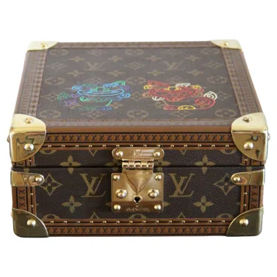 Pre-owned Louis Vuitton Monogram Jewelry Case Trunk – Hand-painted Custom Vanity Box In Brown