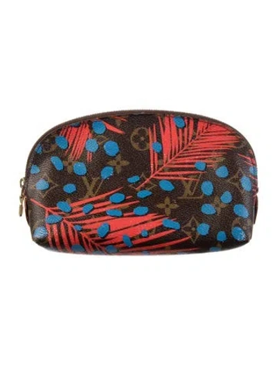 Pre-owned Louis Vuitton Monogram Jungle Dots Cosmetic Pouch In Brown