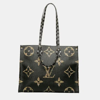 Pre-owned Louis Vuitton Monogram Jungle On The Go Gm Shoulder Bag In Black