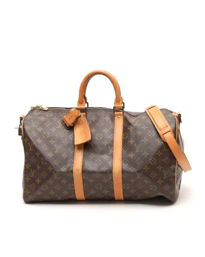 Pre-owned Louis Vuitton Monogram Keepall 45 Bandouliere Weekend Bag In Brown