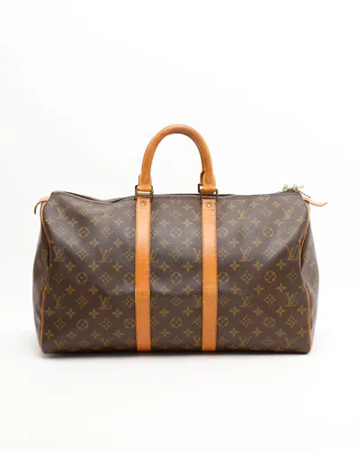 Pre-owned Louis Vuitton Monogram Keepall 45 Weekend Bag In Brown