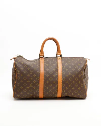 Pre-owned Louis Vuitton Monogram Keepall 45 Weekend Bag In Brown