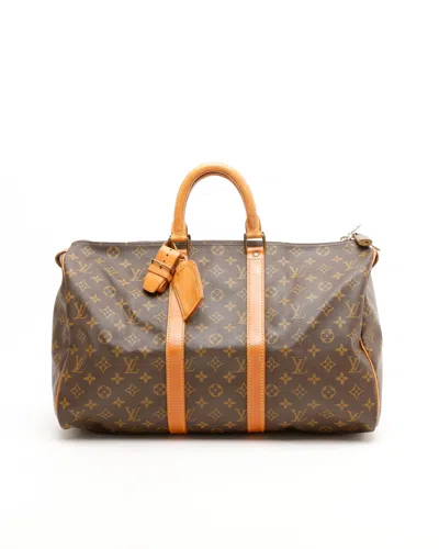 Pre-owned Louis Vuitton Monogram Keepall 45 Weekend Bag In Brown