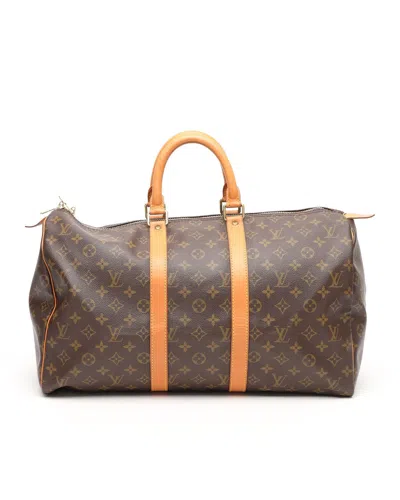 Pre-owned Louis Vuitton Monogram Keepall 45 Weekend Bag In Brown
