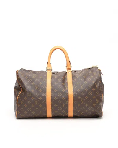 Pre-owned Louis Vuitton Monogram Keepall 45 Weekend Bag In Brown