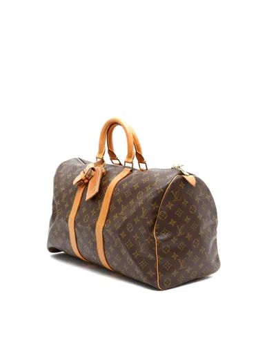 Pre-owned Louis Vuitton Monogram Keepall 45 Weekend Bag In Brown