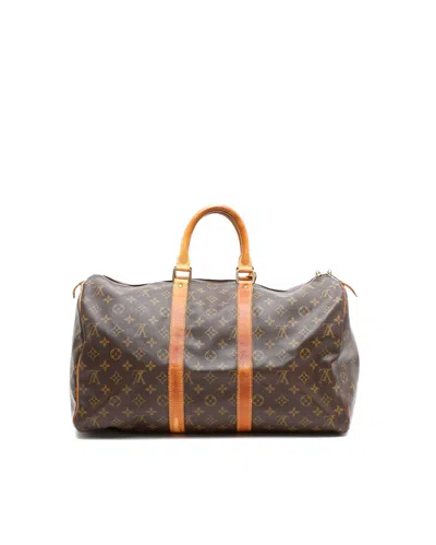 Pre-owned Louis Vuitton Monogram Keepall 45 Weekend Bag In Brown