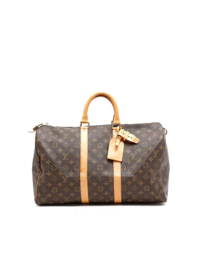 Pre-owned Louis Vuitton Monogram Keepall 45 Weekend Bag In Brown