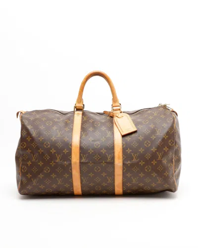 Pre-owned Louis Vuitton Monogram Keepall 50 Weekend Bag In Brown