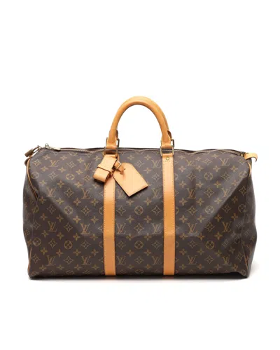 Pre-owned Louis Vuitton Monogram Keepall 50 Weekend Bag In Brown