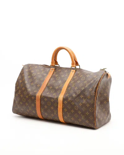 Pre-owned Louis Vuitton Monogram Keepall 50 Weekend Bag In Brown