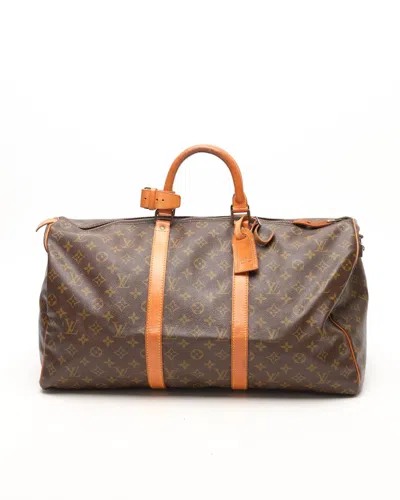 Pre-owned Louis Vuitton Monogram Keepall 50 Weekend Bag In Brown