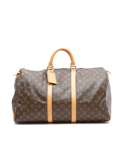 Pre-owned Louis Vuitton Monogram Keepall 50 Weekend Bag In Brown