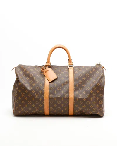 Pre-owned Louis Vuitton Monogram Keepall 50 Weekendbag In Brown