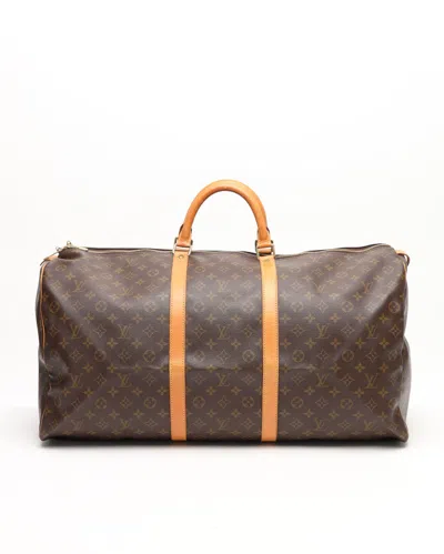 Pre-owned Louis Vuitton Monogram Keepall 60 Weekend Bag In Brown